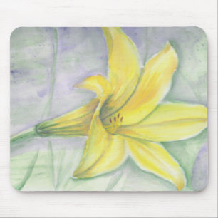 Yellow Lily Painting in Acrylic Mouse Mat