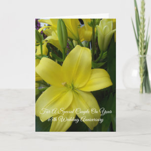 Yellow Lily Personalised 65th Wedding Anniversary Card
