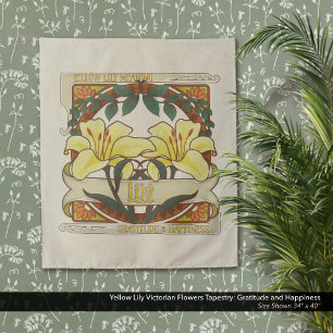 Yellow Lily Victorian Flower Gratitude Happiness Tapestry