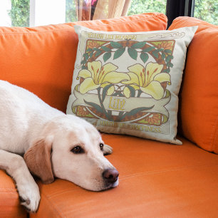 Yellow Lily Vintage Flowers Gratitude Happiness Cushion