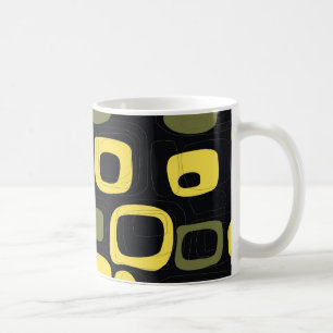 Yellow, Lime, Black Retro Abstract Art Mug