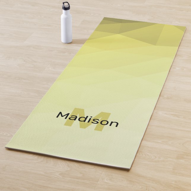 Yellow lime geometry mesh ombre pattern Monogram Yoga Mat (In Situ)