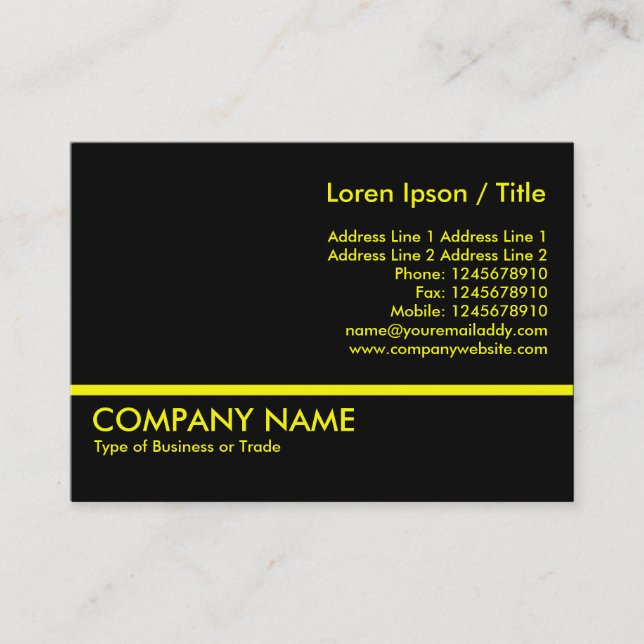 Yellow Line - Black Business Card (Front)