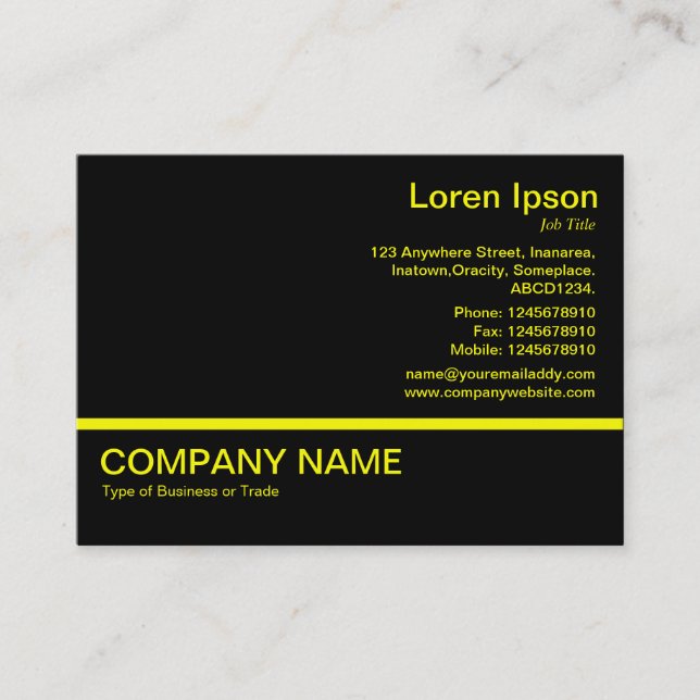 Yellow Line v2 - Black Business Card (Front)
