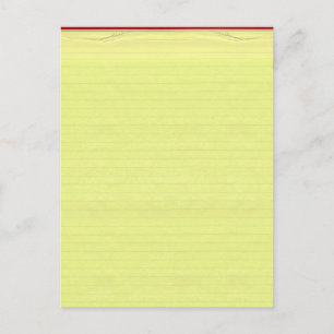 Yellow Lined School Paper Background Postcard