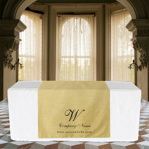 Yellow Linen Business Table Runner Banner Script Tapestry