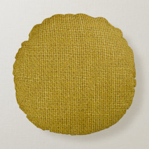 Yellow linen texture closeup photo background. round cushion