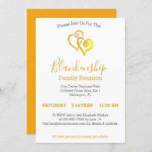 Yellow Linked Hearts Family Reunion Template
