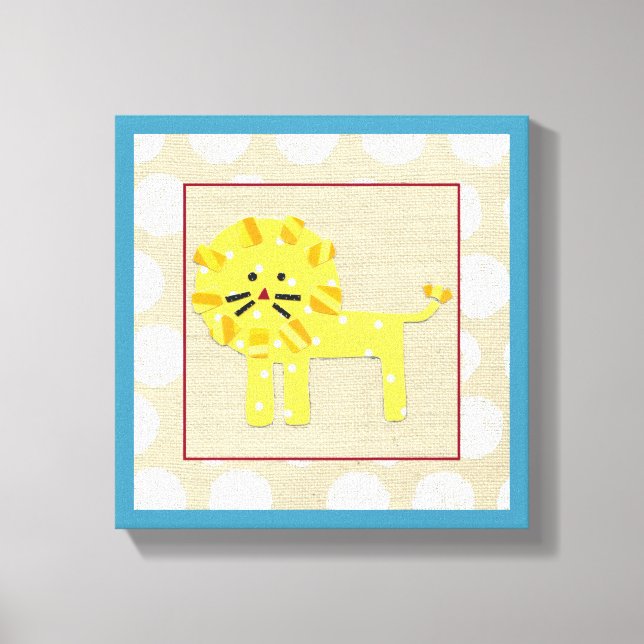Yellow Lion with White Polka Dots Canvas Print (Front)