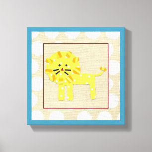 Yellow Lion with White Polka Dots Canvas Print