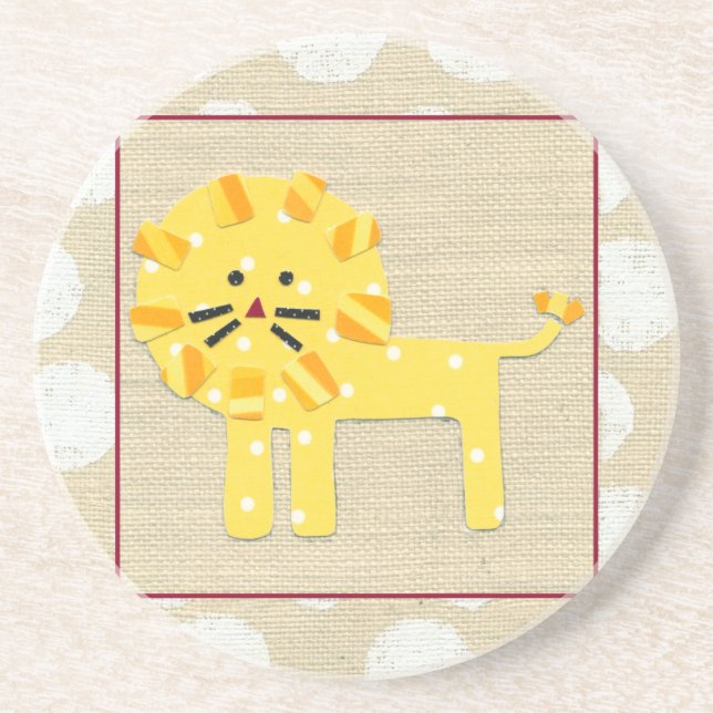 Yellow Lion with White Polka Dots Coaster (Front)