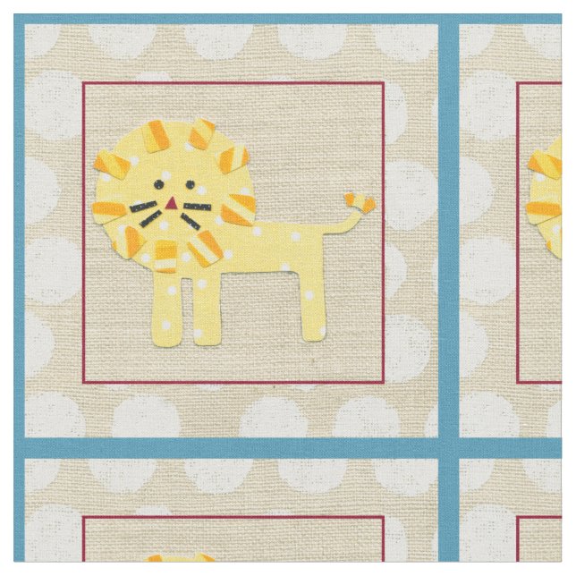 Yellow Lion with White Polka Dots Fabric (Close Up)