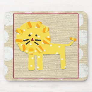 Yellow Lion with White Polka Dots Mouse Mat