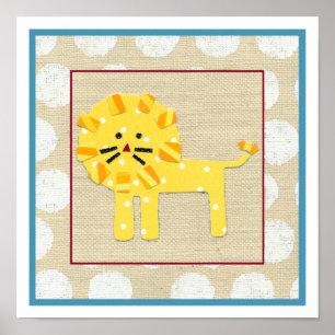 Yellow Lion with White Polka Dots Poster