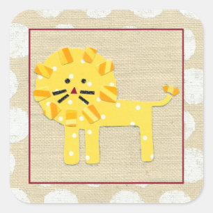 Yellow Lion with White Polka Dots Square Sticker