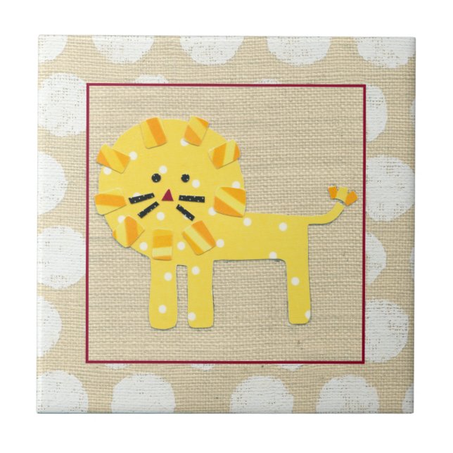 Yellow Lion with White Polka Dots Tile (Front)