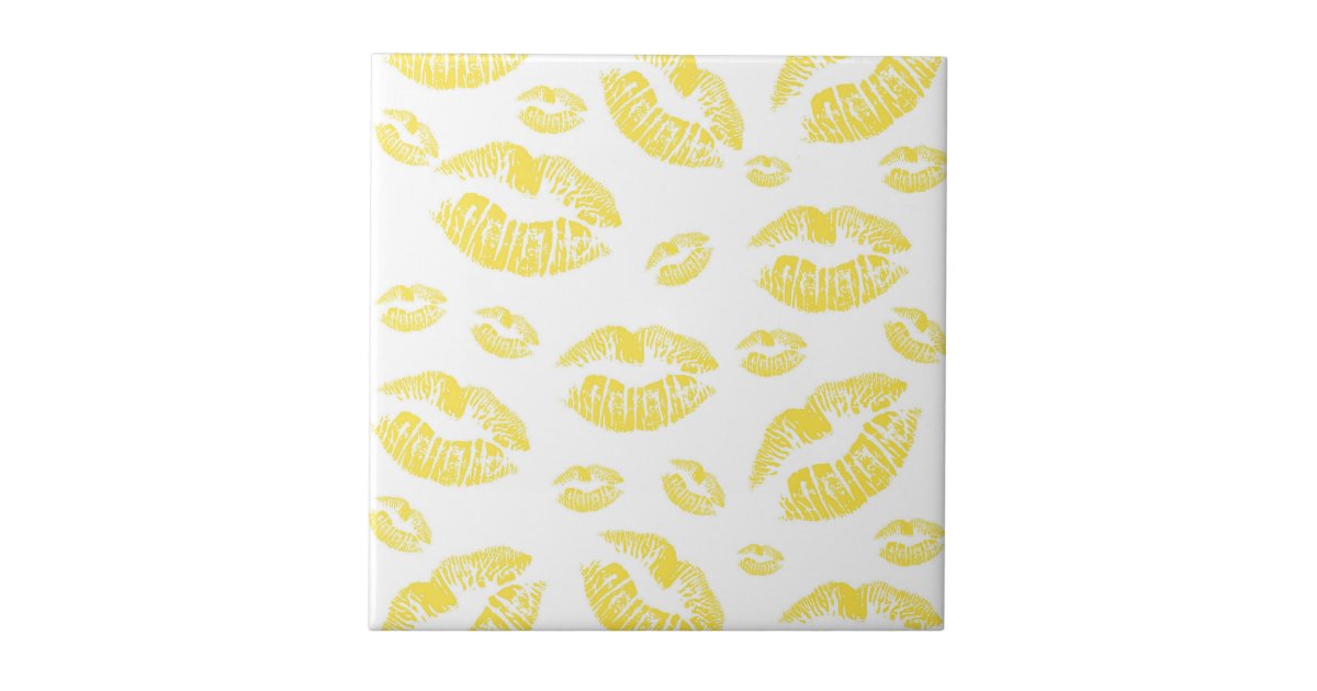Yellow Lips Tile Zazzle.co.uk