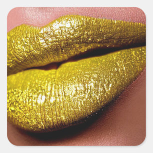 Yellow Lipstick Square Sticker