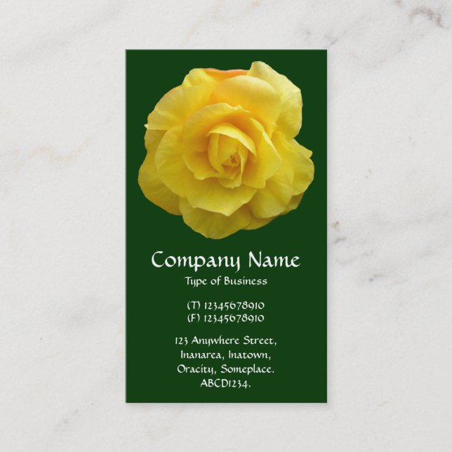 Yellow Lisianthus - Dark Green Business Card (Front)