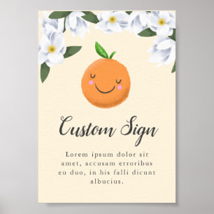 Yellow Little Cutie Clementine Baby Shower Sign