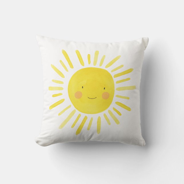 Yellow Little Sunshine Sun Nursery Room Cushion (Front)