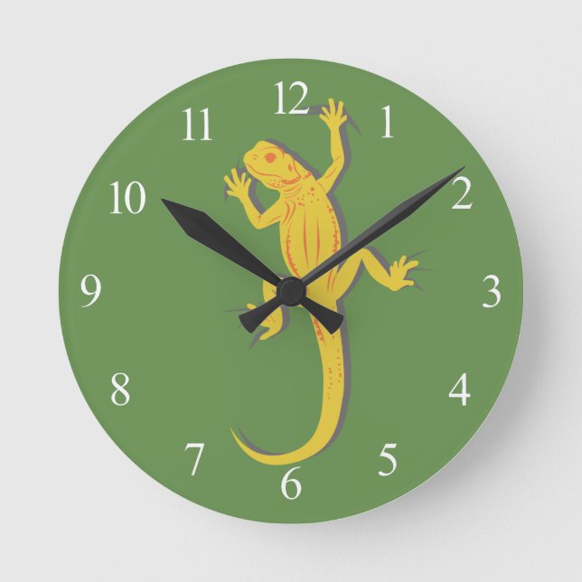 Yellow Lizard Round Clock (Front)