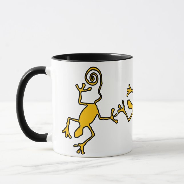 yellow lizzard ringer ceramic mug (Left)