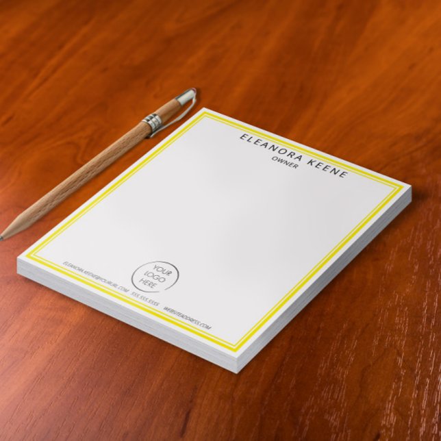 Yellow Logo, Name, and Contact Info Business Notepad (Creator Uploaded)