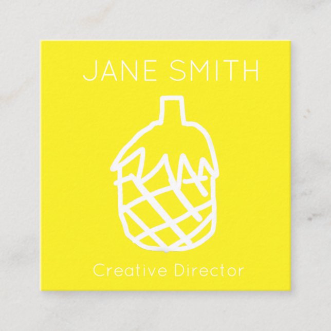 Yellow logo pineapple modern creative industry square business card (Front)