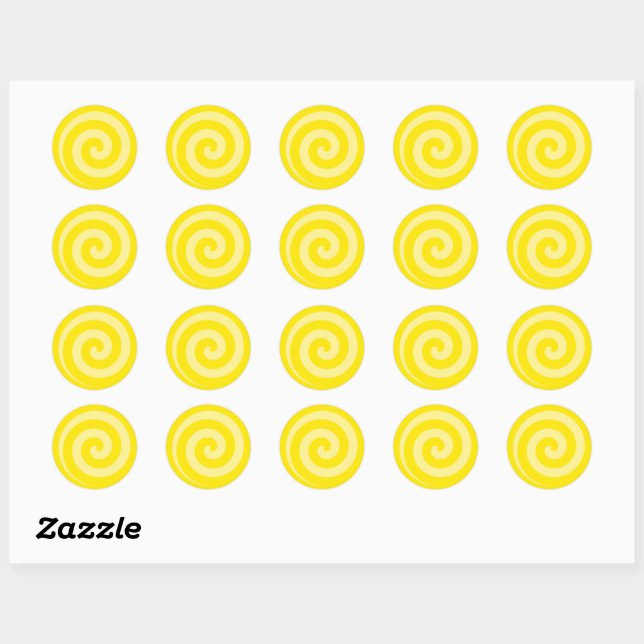 Yellow Lollipop Swirl Circle Stickers (Sheet)
