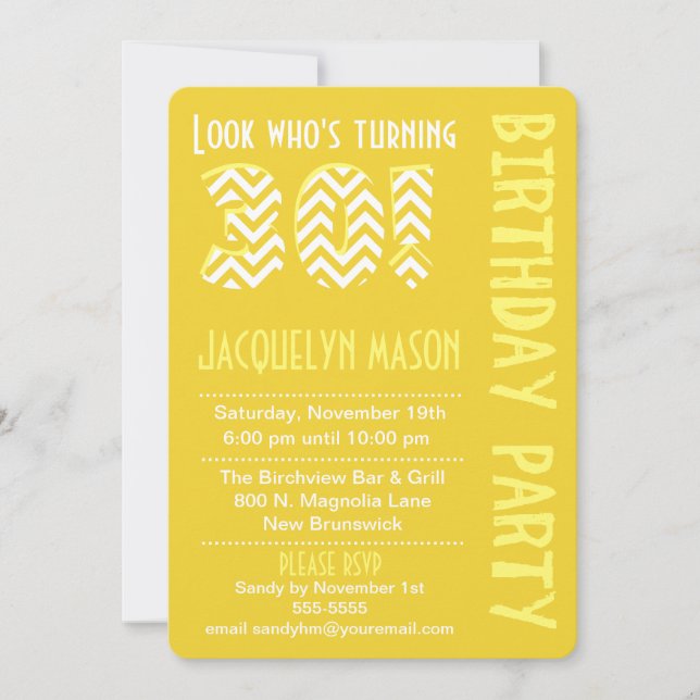 Yellow Look Who's Turning 30 Birthday Invitation (Front)