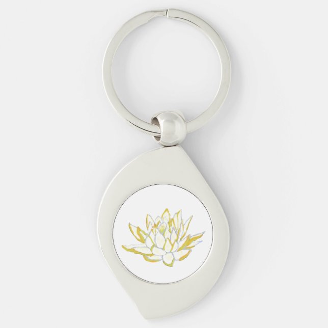 Yellow lotus flower Boho accessories women Key Ring (Front)