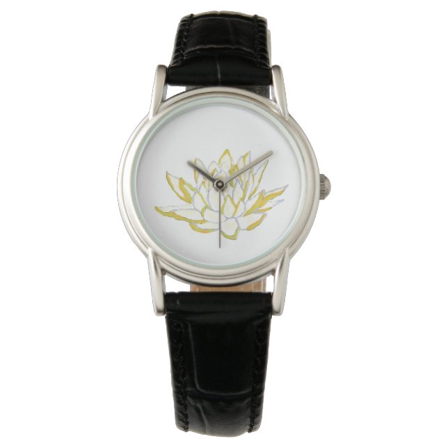 Yellow lotus flower Boho accessories women Watch (Front)