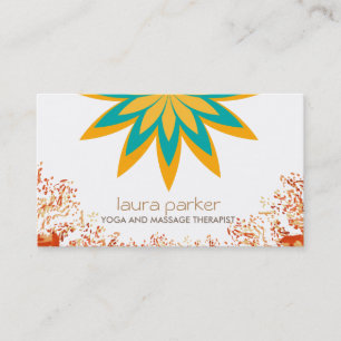 Yellow Lotus Flower Logo Yoga Healing Health Business Card