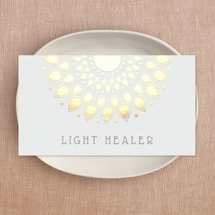 Yellow  Lotus Flower Mandala Energy Healer, Yoga Business Card