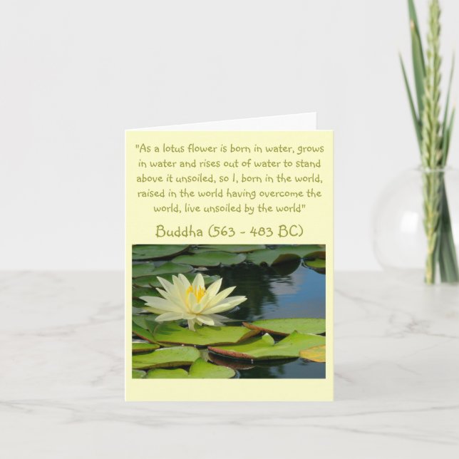 YELLOW LOTUS FLOWER WITH BUDDHA QUOTE CARD (Front)