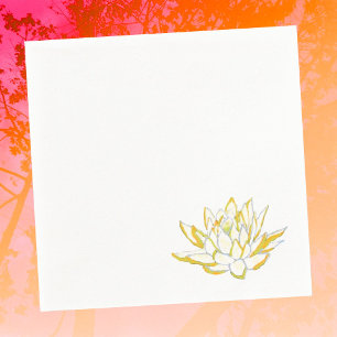 Yellow lotus watercolor paper napkins set