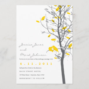 Yellow Love Birds in Tree - 2 sided Invitation