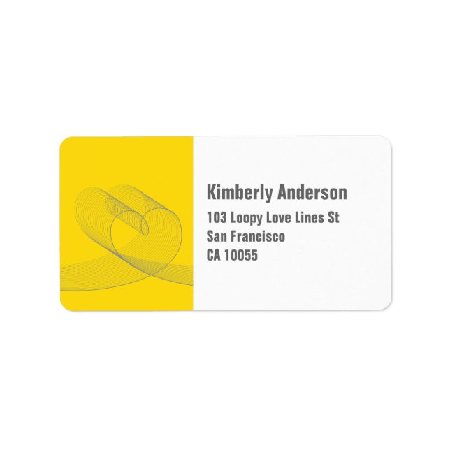 Yellow Love Loopy Heart Wedding Address Labels (Front)