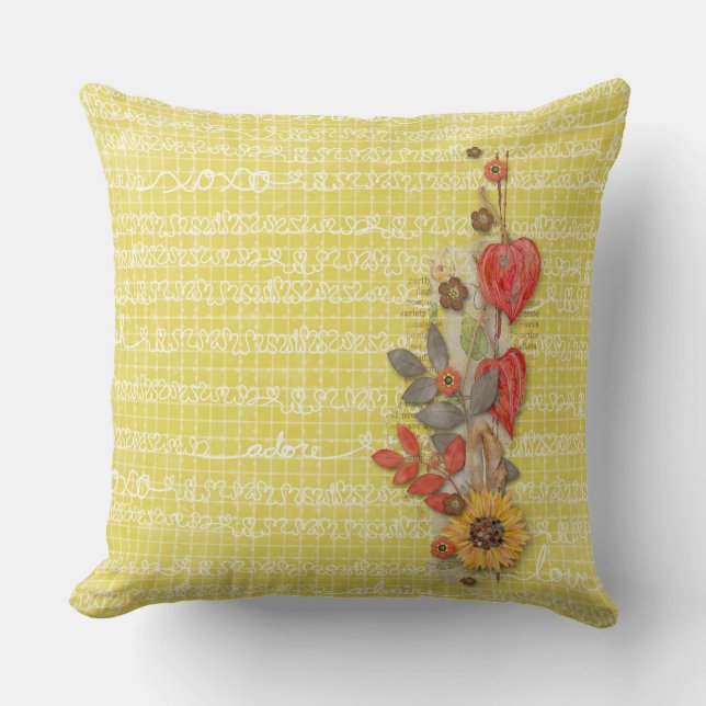 Yellow Love Throw Pillow (Front)