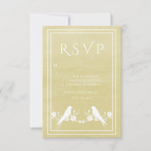 Yellow Lovebird Floral Wedding RSVP Card
