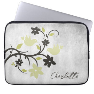Yellow Lovebirds Personalised Laptop Sleeve