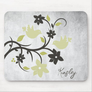 Yellow Lovebirds Personalised Mouse Pad