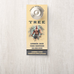*~* Yellow Lumber Jack TREE  Services QR Door Door Hanger