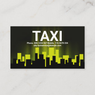 Yellow Luminous City Skyline Taxi Driver Business Card