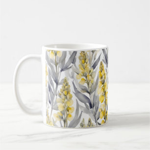 Yellow Lupin Flowers Watercolor Floral Design Coffee Mug