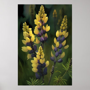 Yellow Lupine Flower Art Print Poster