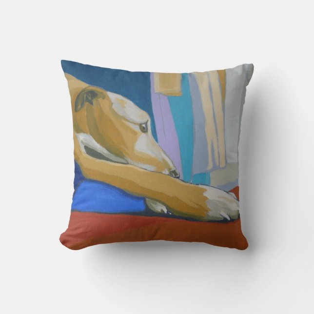 Yellow lurcher cushion (Front)