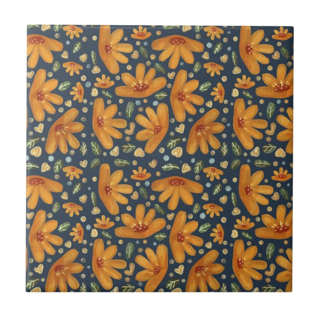 Yellow Luxe Florals Tile (Front)