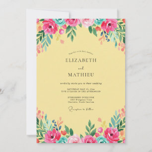 Yellow Magenta Wildflower Wedding Invitation